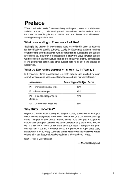 White Complete Course Notes by ATAR Notes, showing a 'Preface' title, an assessment table, and explanatory paragraphs.