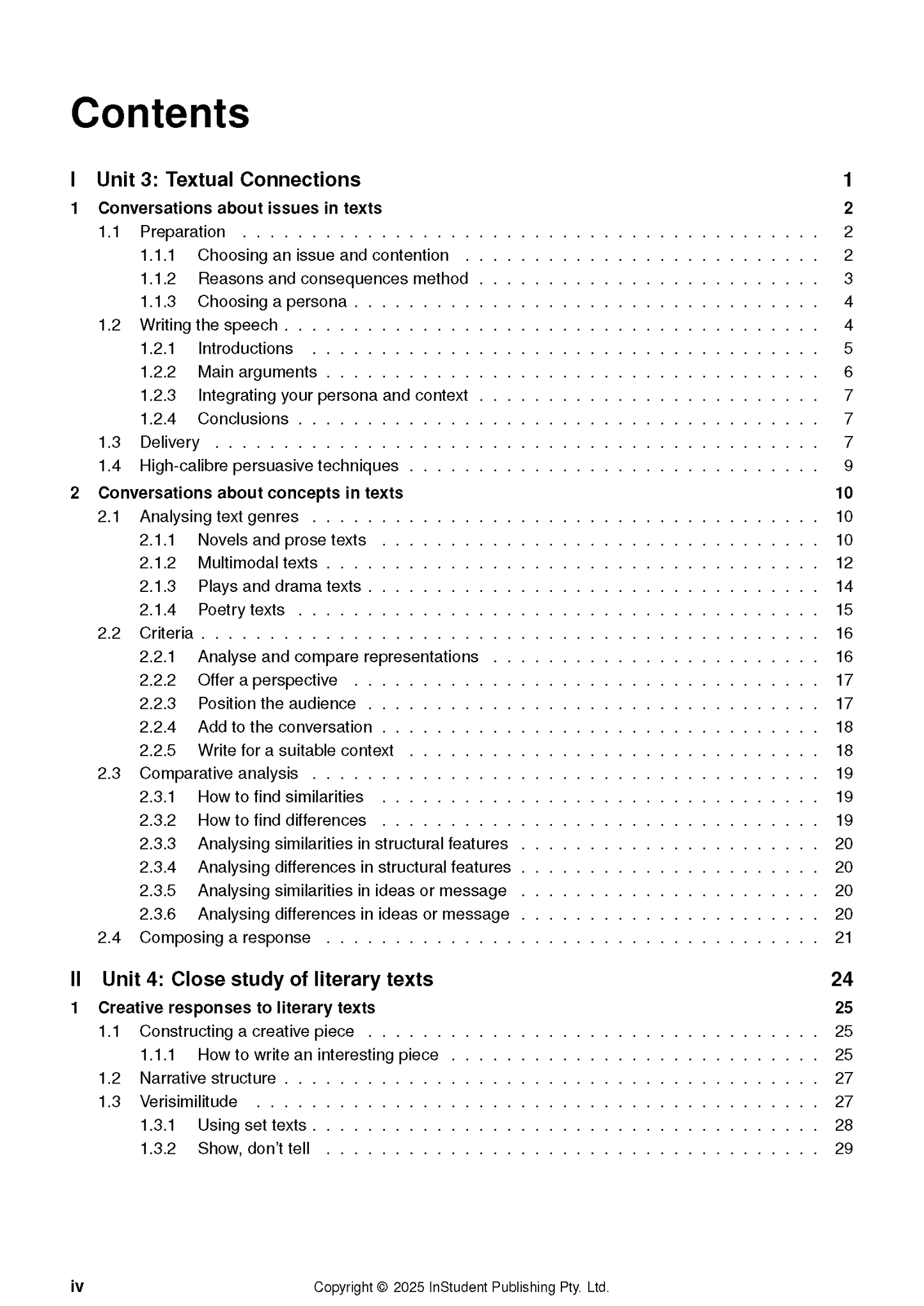 White Course Notes by ATAR Notes, displaying a detailed table of contents with chapters and page numbers.