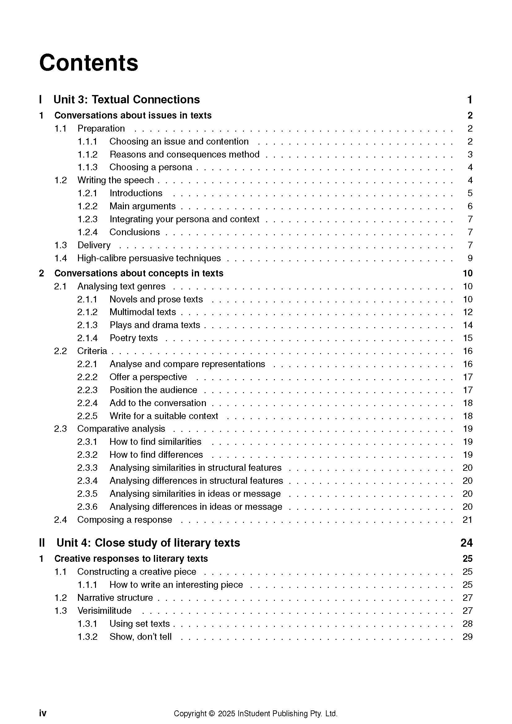 White Course Notes by ATAR Notes, displaying a detailed table of contents with chapters and page numbers.
