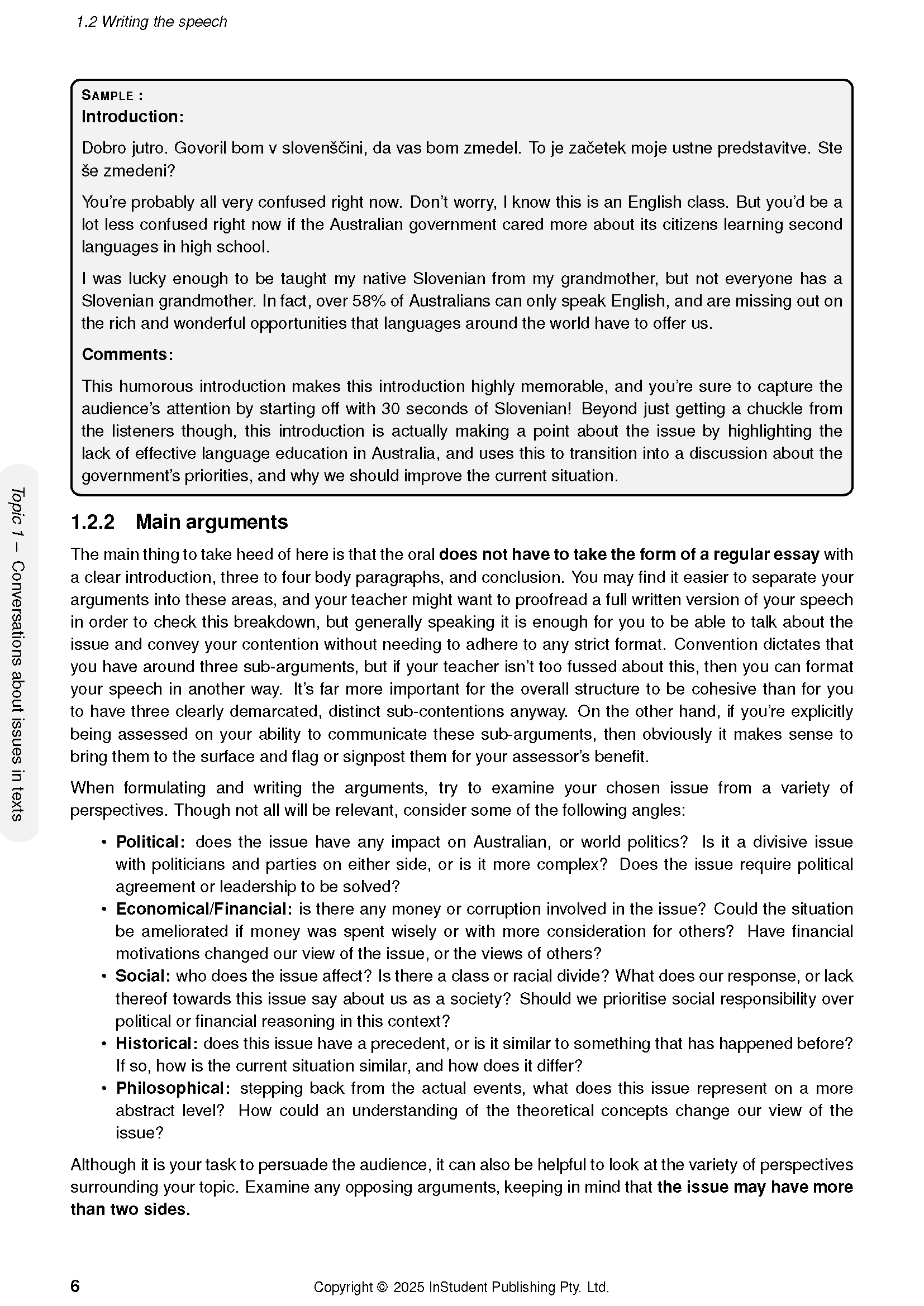 Complete English Course Notes by ATAR Notes, displaying page 6 with main arguments, text, and bullet points.