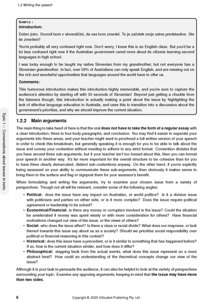 Complete English Course Notes by ATAR Notes, displaying page 6 with main arguments, text, and bullet points.