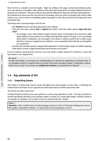 Course Notes by ATAR Notes displaying page 24 with instructional text, bullet points, and a sample question box.