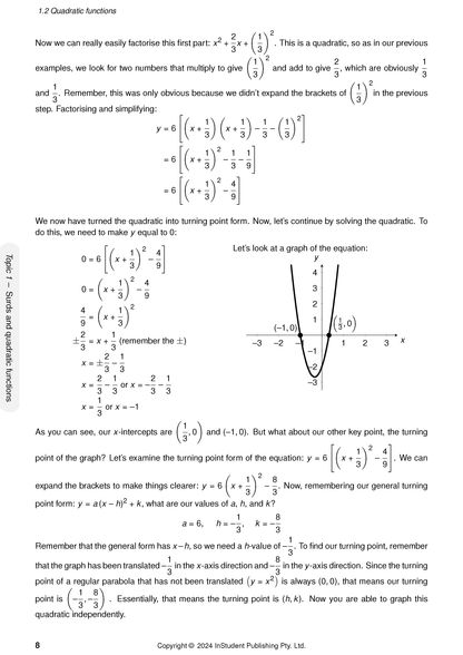 White course notes by ATAR Notes, open to a page with black text, mathematical equations, and a graph.