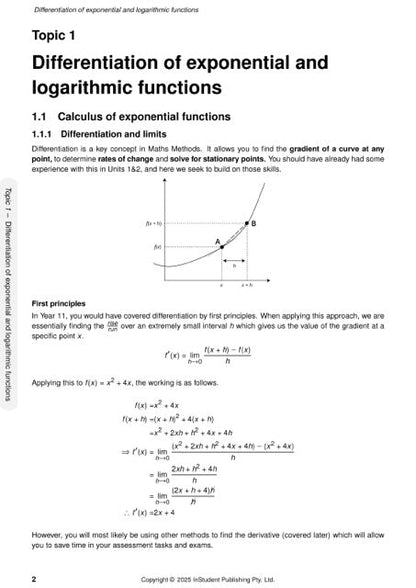 White course notes page by ATAR Notes displaying calculus text, equations, and a graph of a curve.