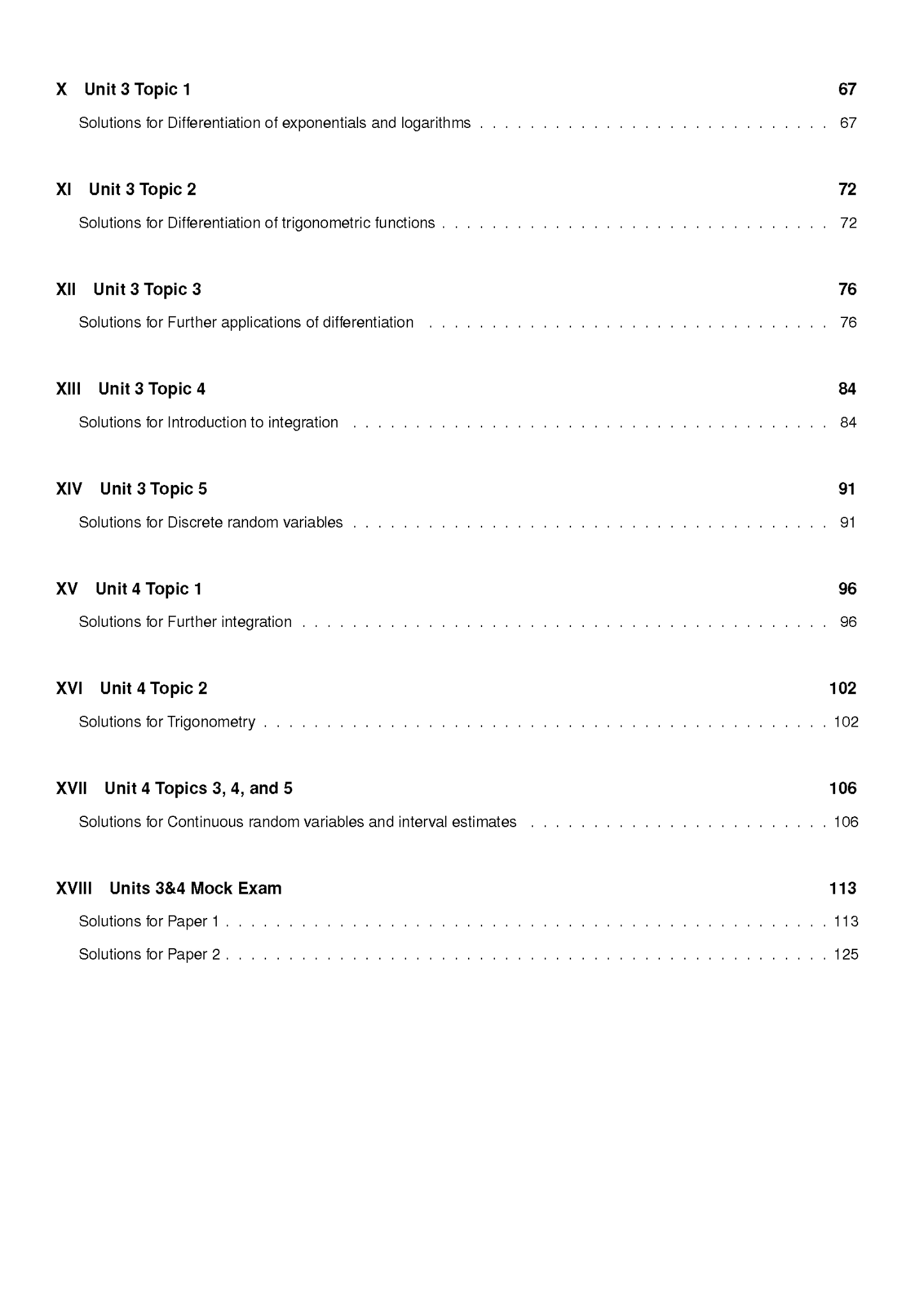 QCE Maths Methods Topic Tests book by ATAR Notes, displaying a table of contents page.