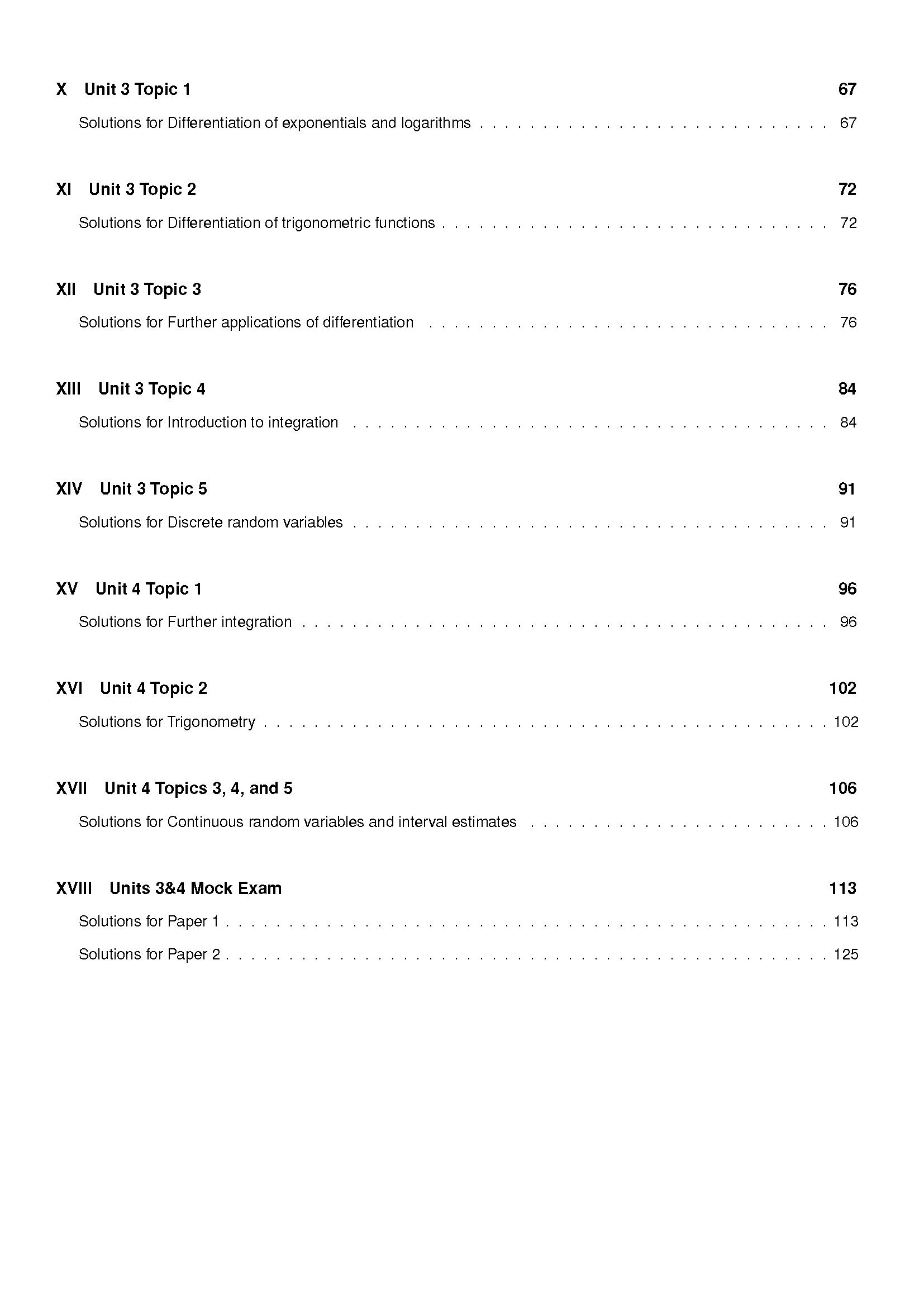 QCE Maths Methods Topic Tests book by ATAR Notes, displaying a table of contents page.