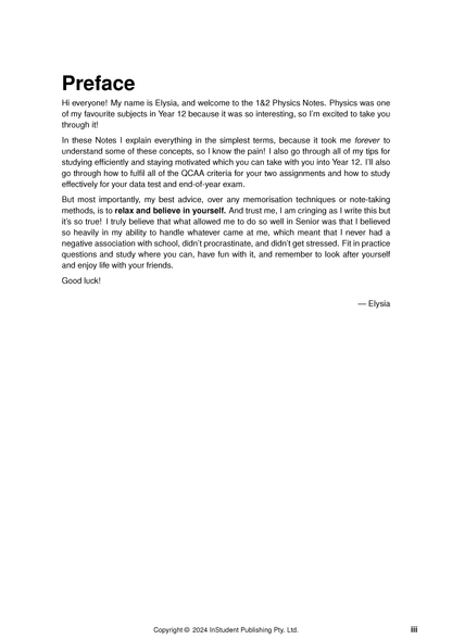 Course Notes by ATAR Notes, showcasing the preface page with black text on a white background and page number.