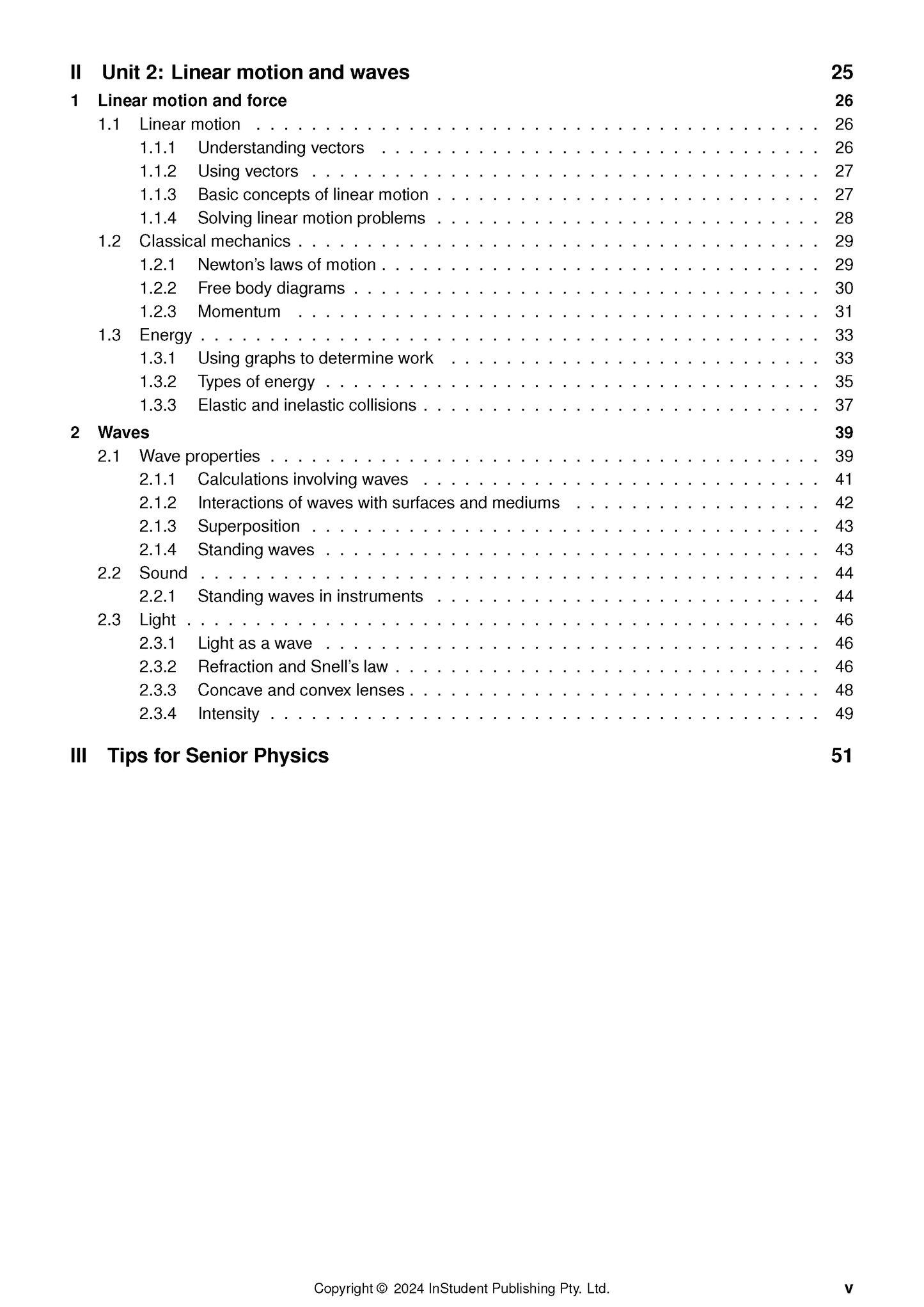 Complete QCE Physics Course Notes by ATAR Notes, displaying a table of contents with topics and page numbers.