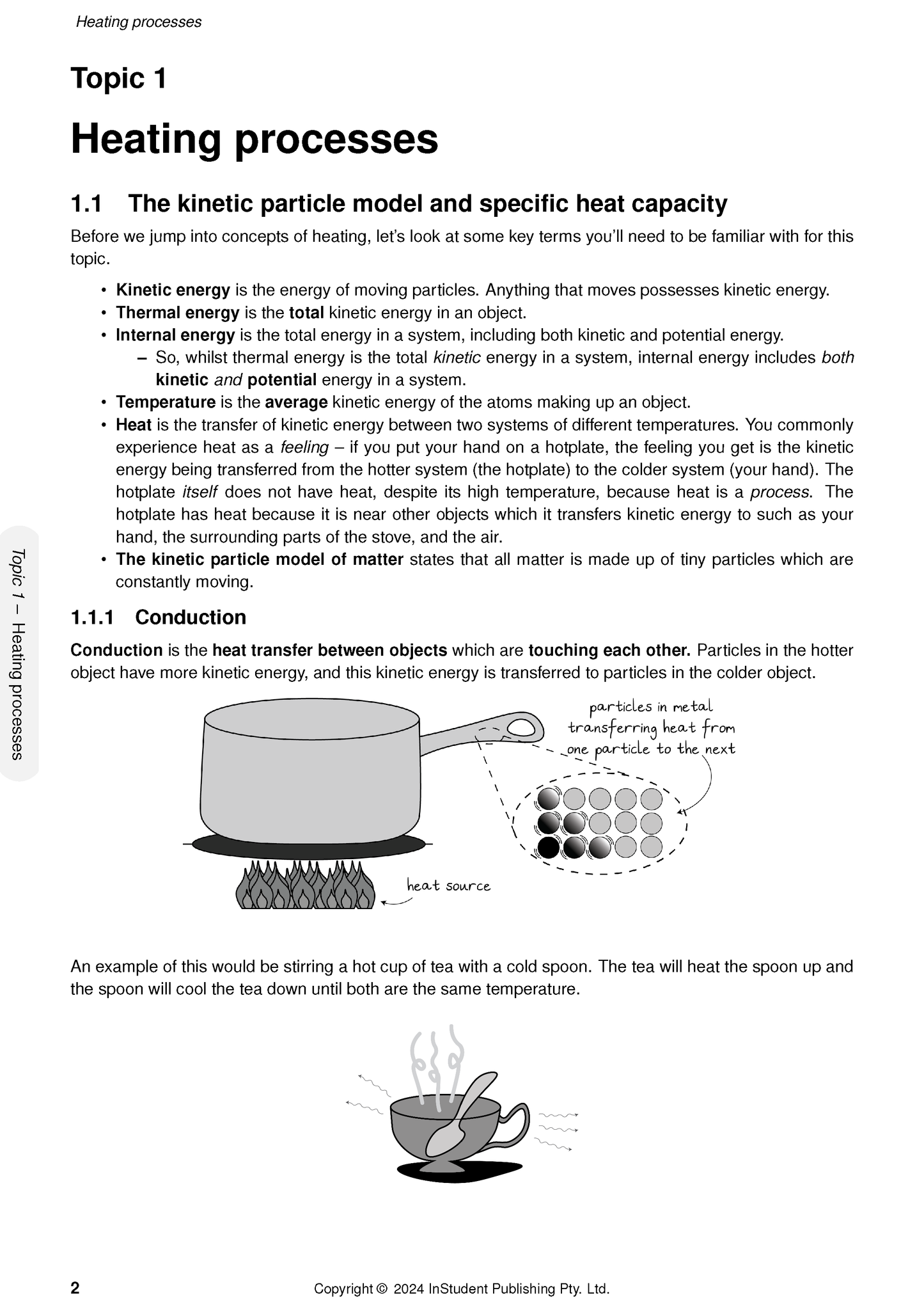 White Course Notes by ATAR Notes, open to a page detailing heating processes with diagrams of conduction.