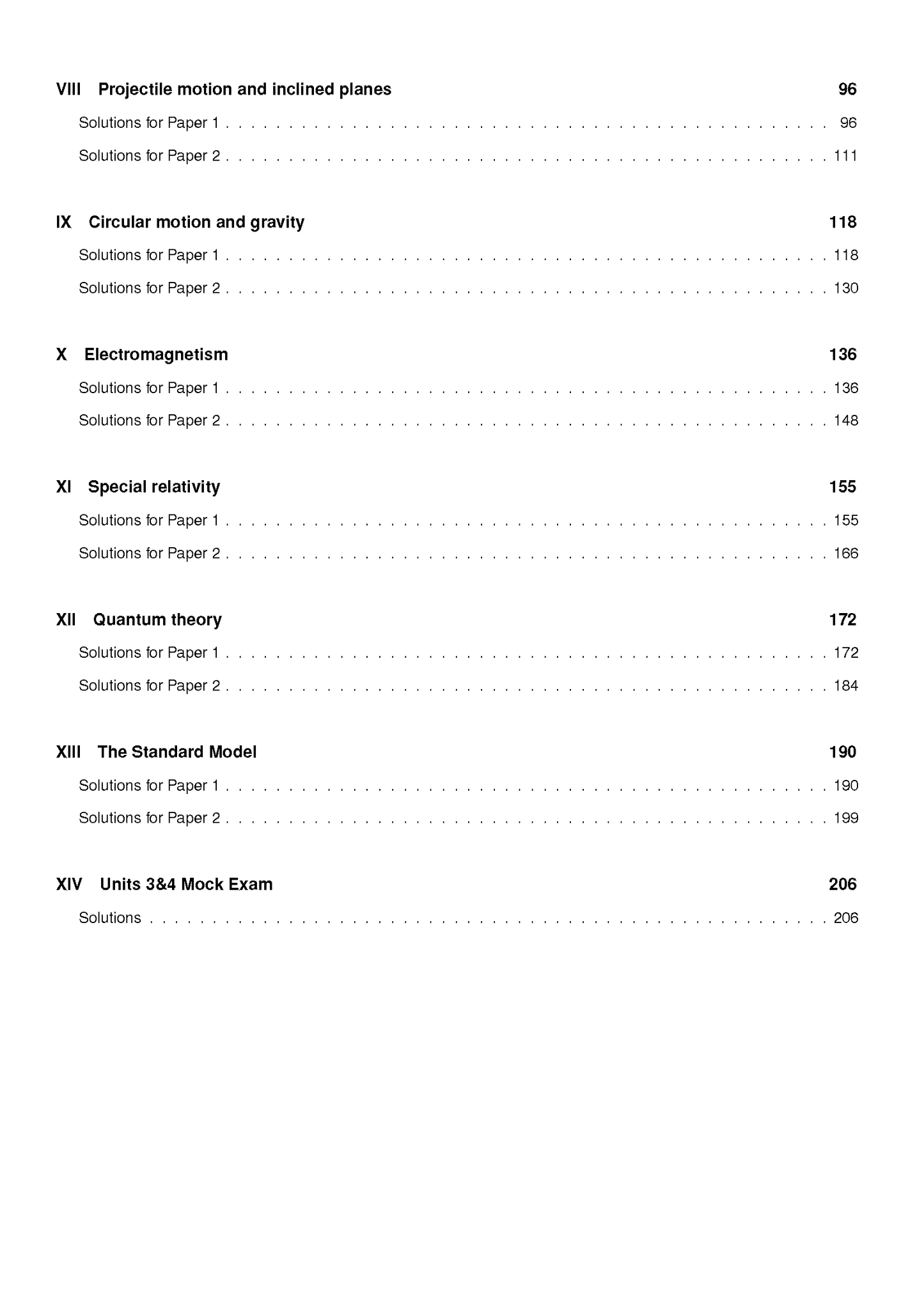 QCE Physics 3&4 Topic Tests by ATAR Notes, displaying a table of contents with chapter titles and page numbers.