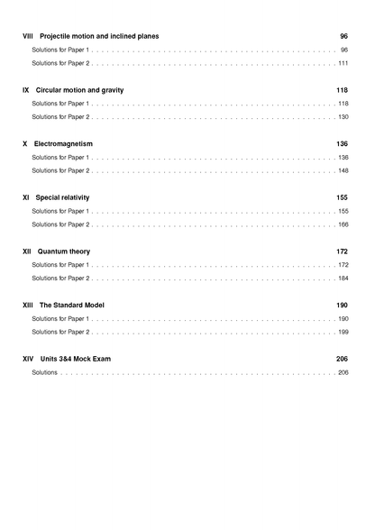 QCE Physics 3&4 Topic Tests by ATAR Notes, displaying a table of contents with chapter titles and page numbers.