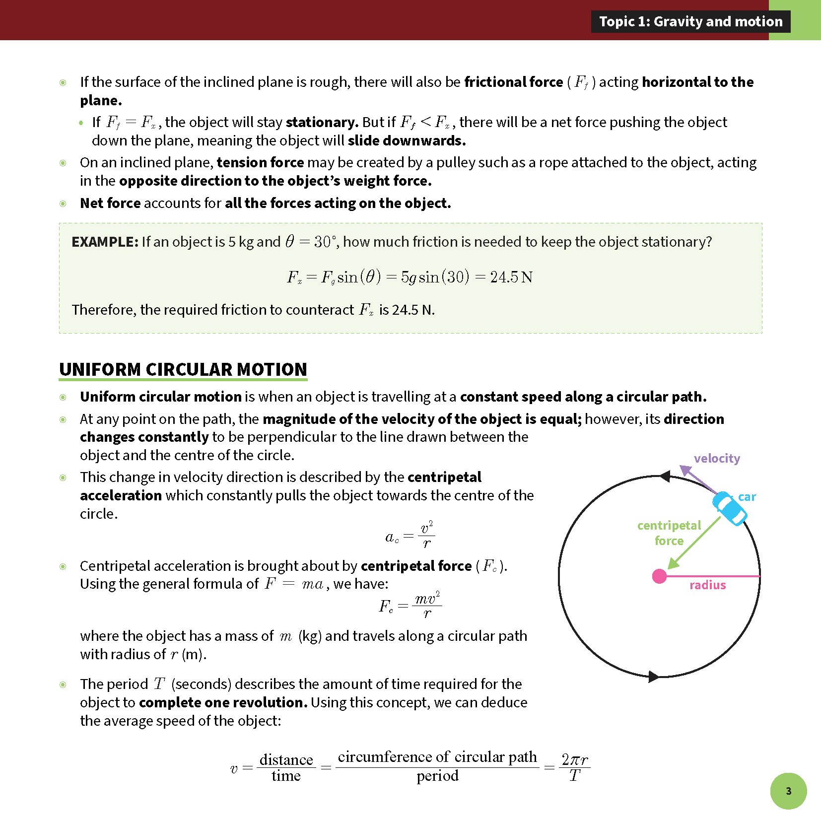 Physics Summary Sheets by ATAR Notes, displaying notes, formulas, and diagrams on gravity, motion, and uniform circular motion.
