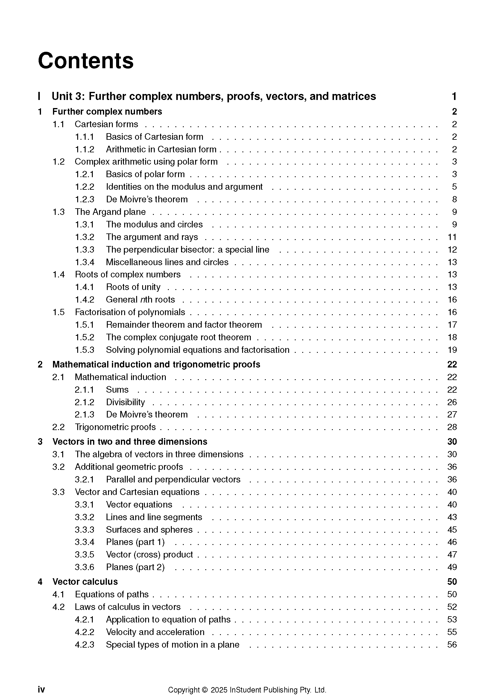 Complete Course Notes for QCE Specialist Maths 3&4 by ATAR Notes, showing the table of contents.