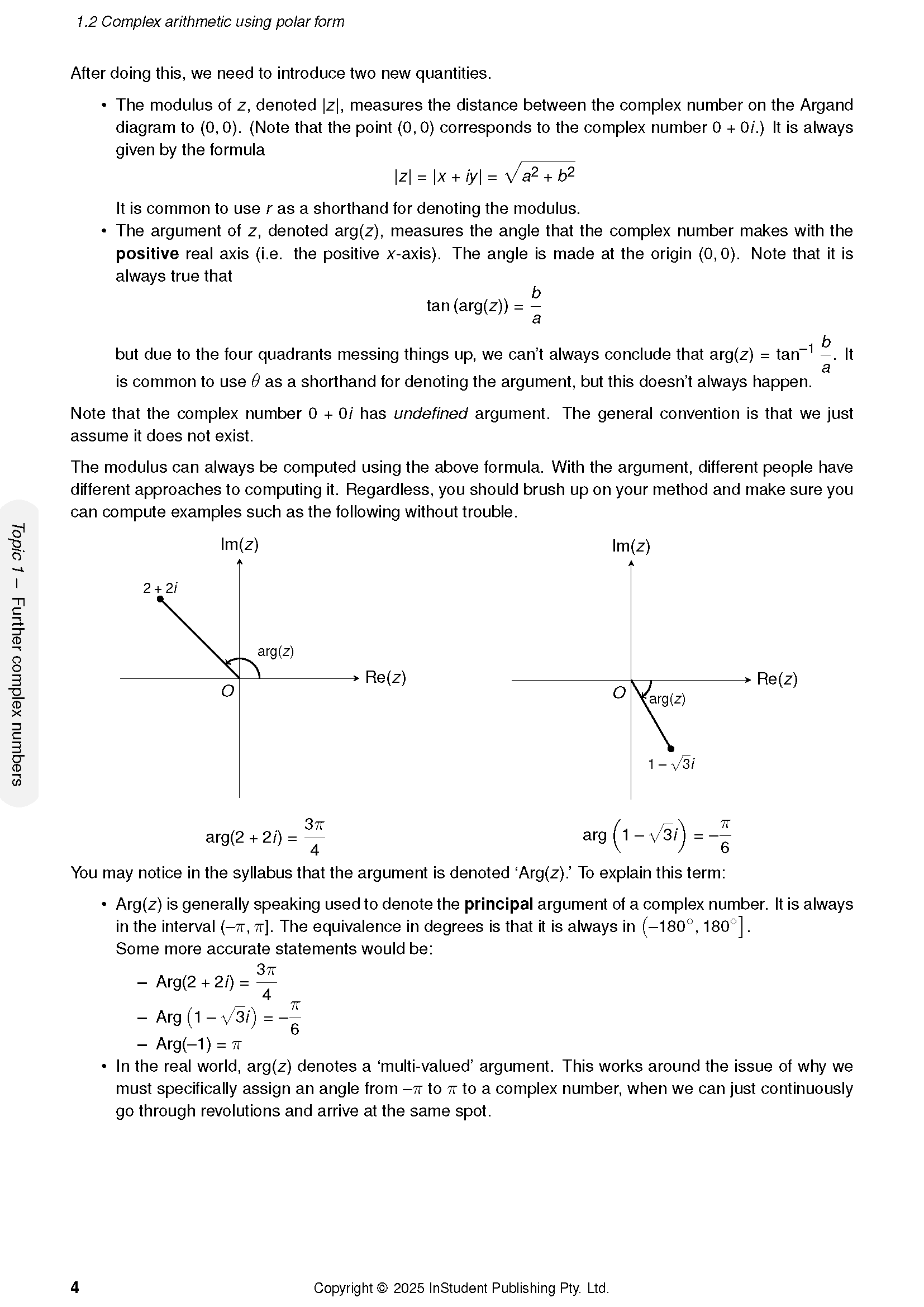 Specialist Maths Course Notes by ATAR Notes, showing a page on complex arithmetic with formulas and Argand diagrams.