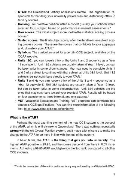 Study guide page by ATAR Notes featuring black text defining the ATAR university admissions system.