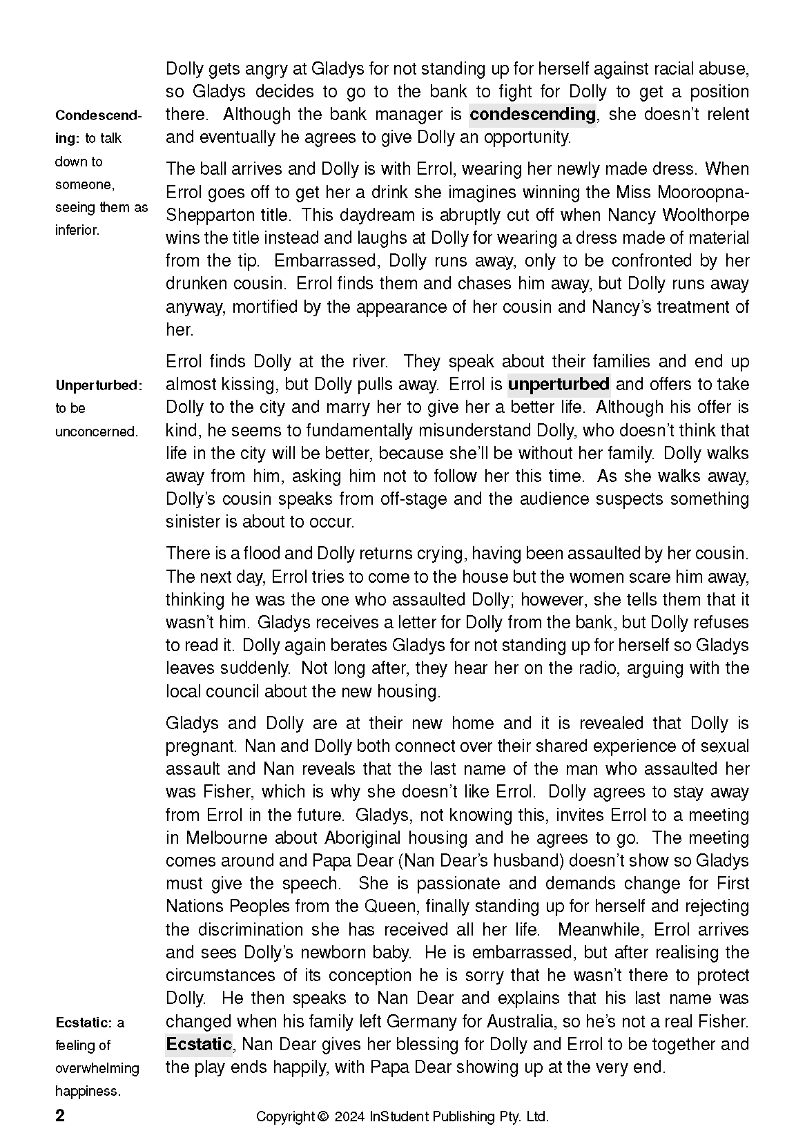 White page from a Text Guide with black text, highlighted words, and copyright information.