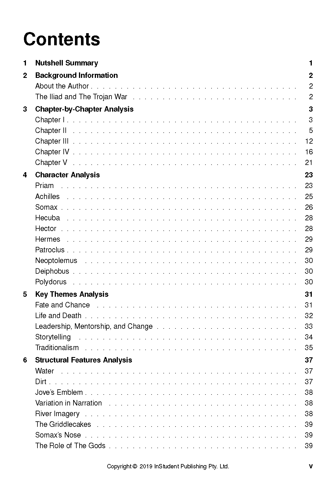 Text Guide contents page featuring a 'Contents' heading, numbered sections, titles, and page numbers in black text on white.