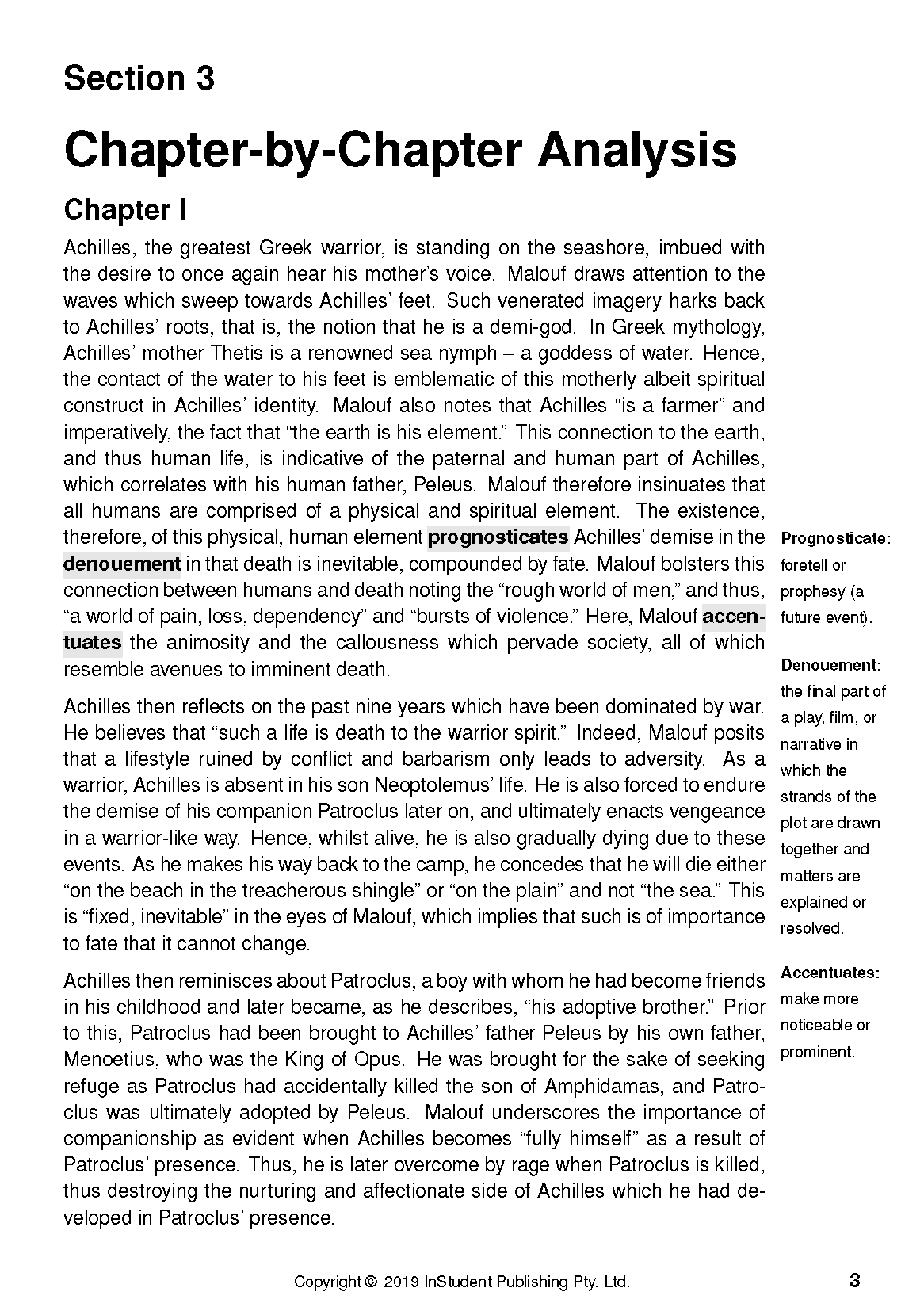 White paper Text Guide with black text, displaying chapter analysis for 'Ransom', literary definitions, and copyright 2019.