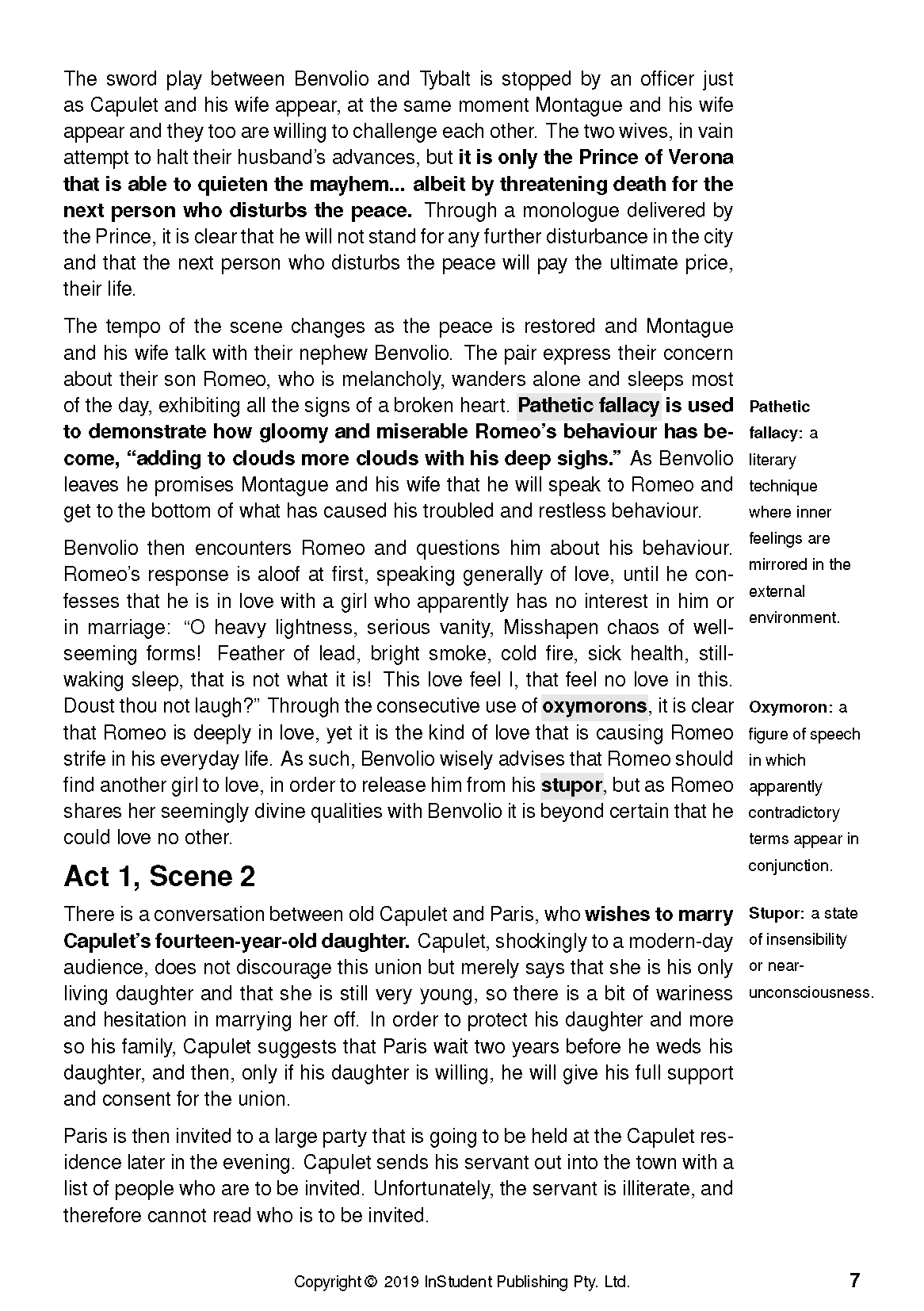 White page from a Text Guide with printed black text, bolded terms, and marginal definitions.