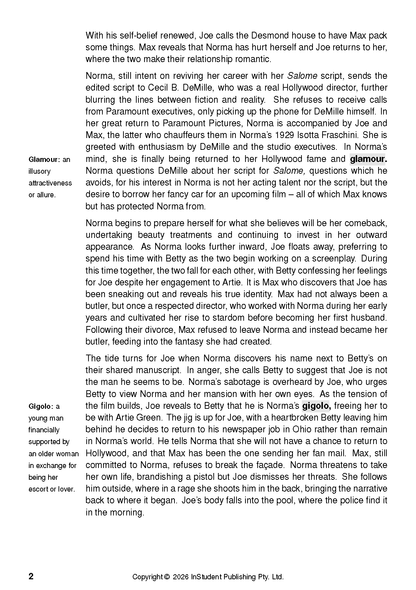 ATAR Notes Text Guide: Sunset Boulevard by Billy Wilder