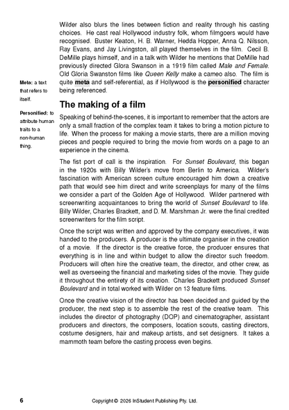 ATAR Notes Text Guide: Sunset Boulevard by Billy Wilder
