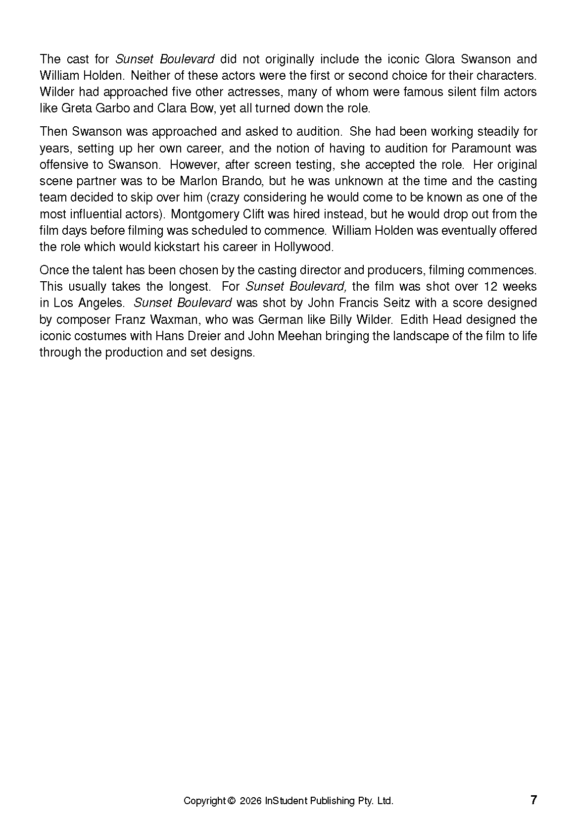 ATAR Notes Text Guide: Sunset Boulevard by Billy Wilder
