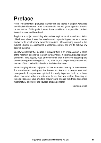 White Text Guide document from InStudent Publishing with a bold black 'Preface' title and paragraphs of text.