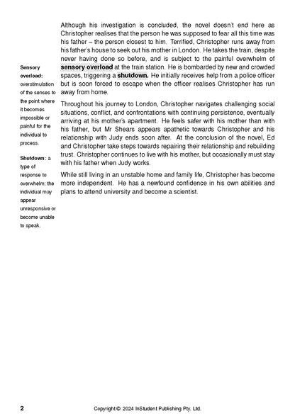 Page from a Text Guide from InStudent Publishing Pty. Ltd. with literary analysis text and definitions.