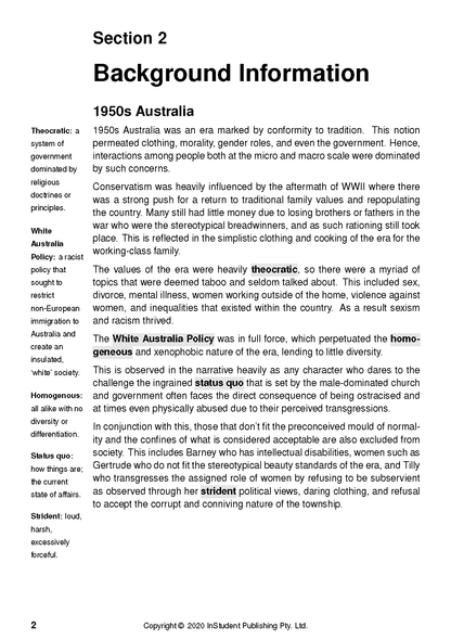 Text Guide document page featuring "Section 2 Background Information" title, body text, sidebar definitions, and highlighted terms.