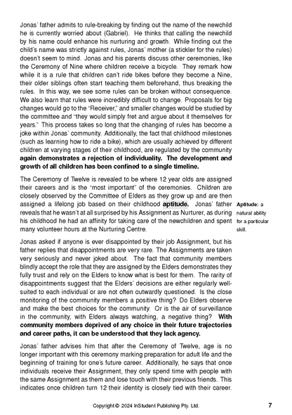 Text Guide page by InStudent Publishing Pty. Ltd. with black text on a white background, featuring a definition of 'Aptitude'.
