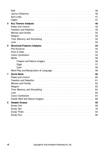 Text Guide from InStudent Publishing Pty. Ltd. displaying a table of contents with numbered chapters and page numbers.