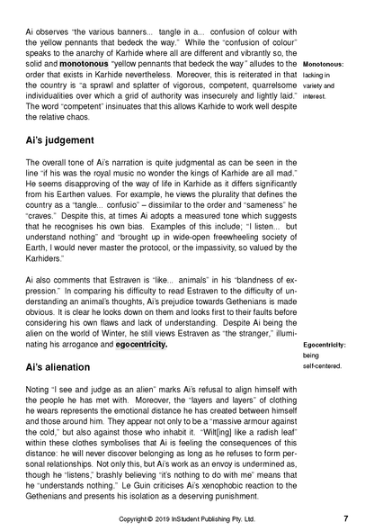 Text Guide page with black text on white, displaying headings 'Ai’s judgement' and 'Ai’s alienation' and page number 7.