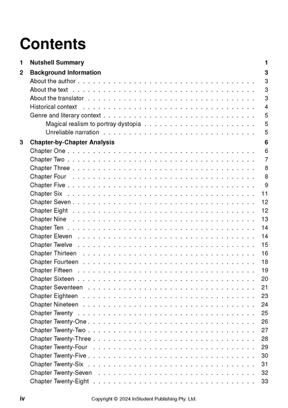 Text Guide displaying a table of contents with major sections and individual chapter listings with page numbers.