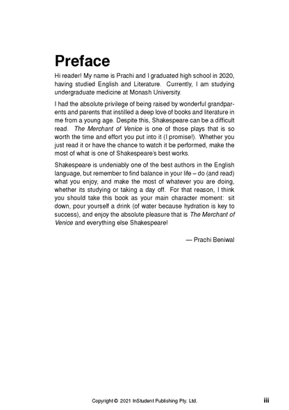 White Text Guide page from InStudent Publishing with black text, displaying the Preface section.