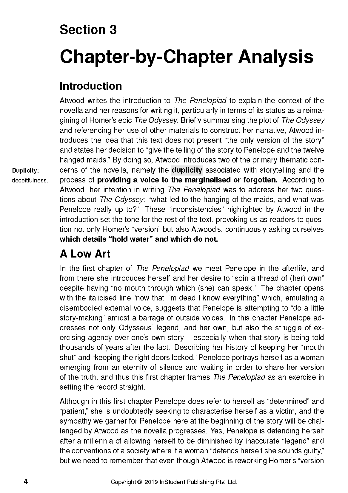 Open text guide page by Margaret Atwood featuring "Chapter-by-Chapter Analysis" heading and detailed literary content.