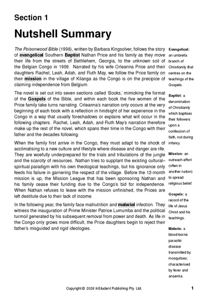 ATAR Notes Text Guide: The Poisonwood Bible by Barbara Kingsolver