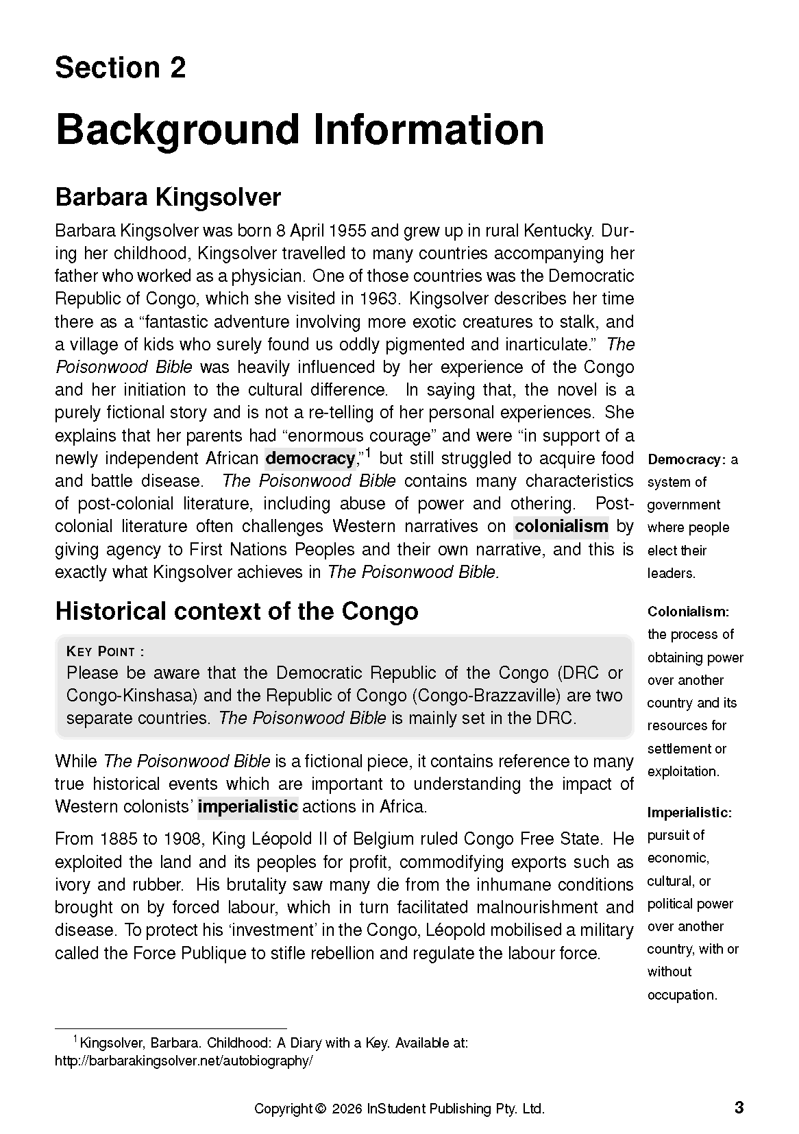 ATAR Notes Text Guide: The Poisonwood Bible by Barbara Kingsolver