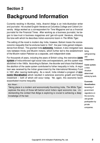 Text Guide page showing "Background Information" section with highlighted definitions and a Key Point.