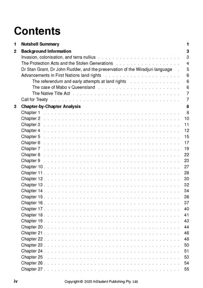 Text guide contents page from InStudent Publishing Pty. Ltd. displaying numbered sections, chapter titles, and page numbers.