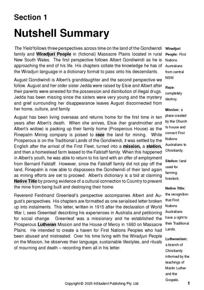 Text Guide showing 'Section 1 Nutshell Summary' with explanations on a white page.