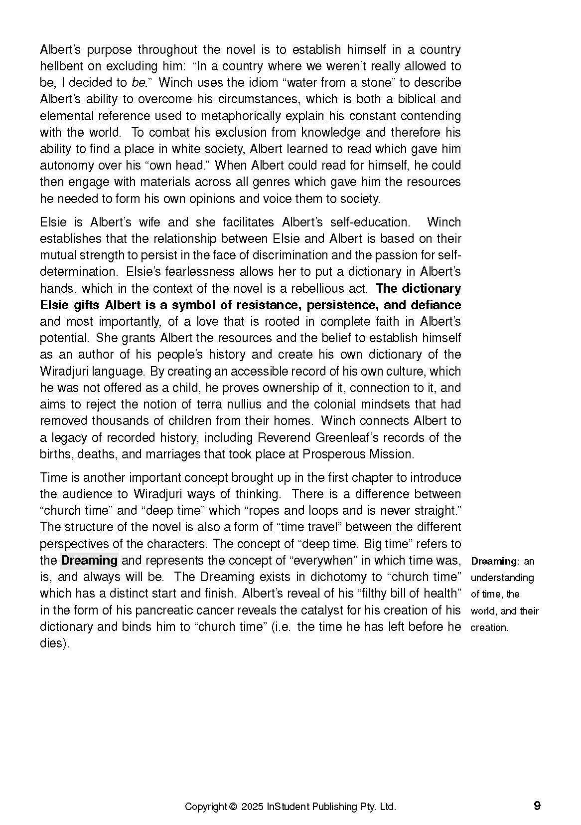 Text guide page by InStudent Publishing Pty. Ltd. with black text on white, showing page number 9.
