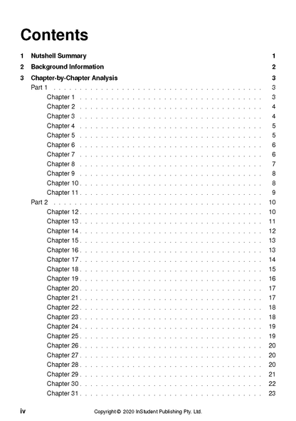 Text Guide by InStudent Publishing Pty. Ltd. displaying a table of contents with numbered sections and chapter listings on a white page.