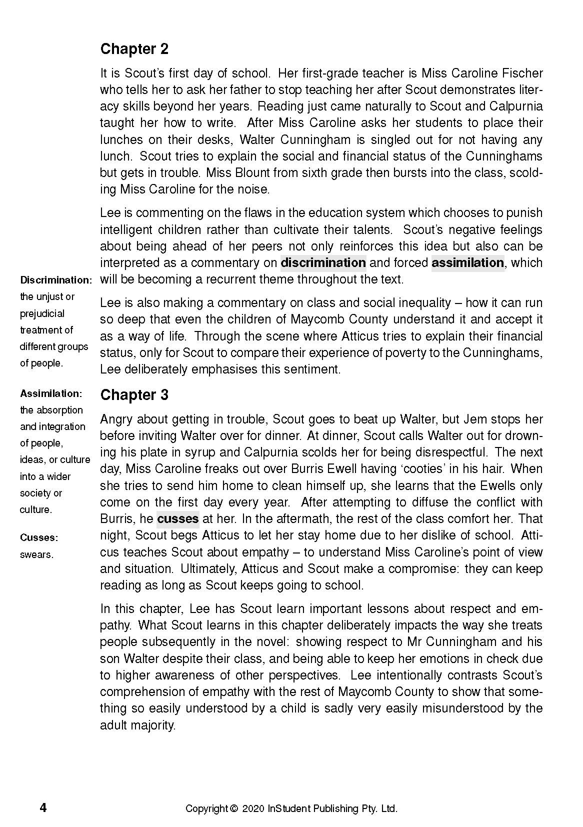 Text guide page displaying Chapters 2 and 3 of content, with key terms and definitions in black text on white.