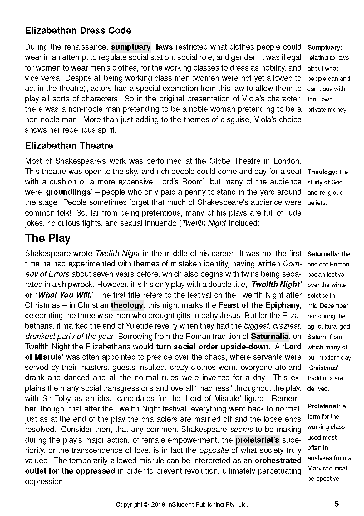 Cropped Text Guide page with black text on white paper, featuring headings and marginal definitions.