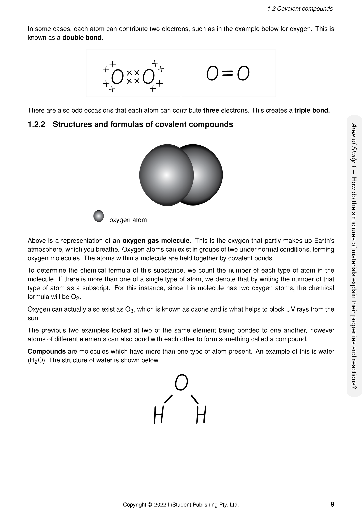 VCE Chemistry 1&2 Complete Course Notes by ATAR Notes, a page detailing covalent compounds with atom diagrams.