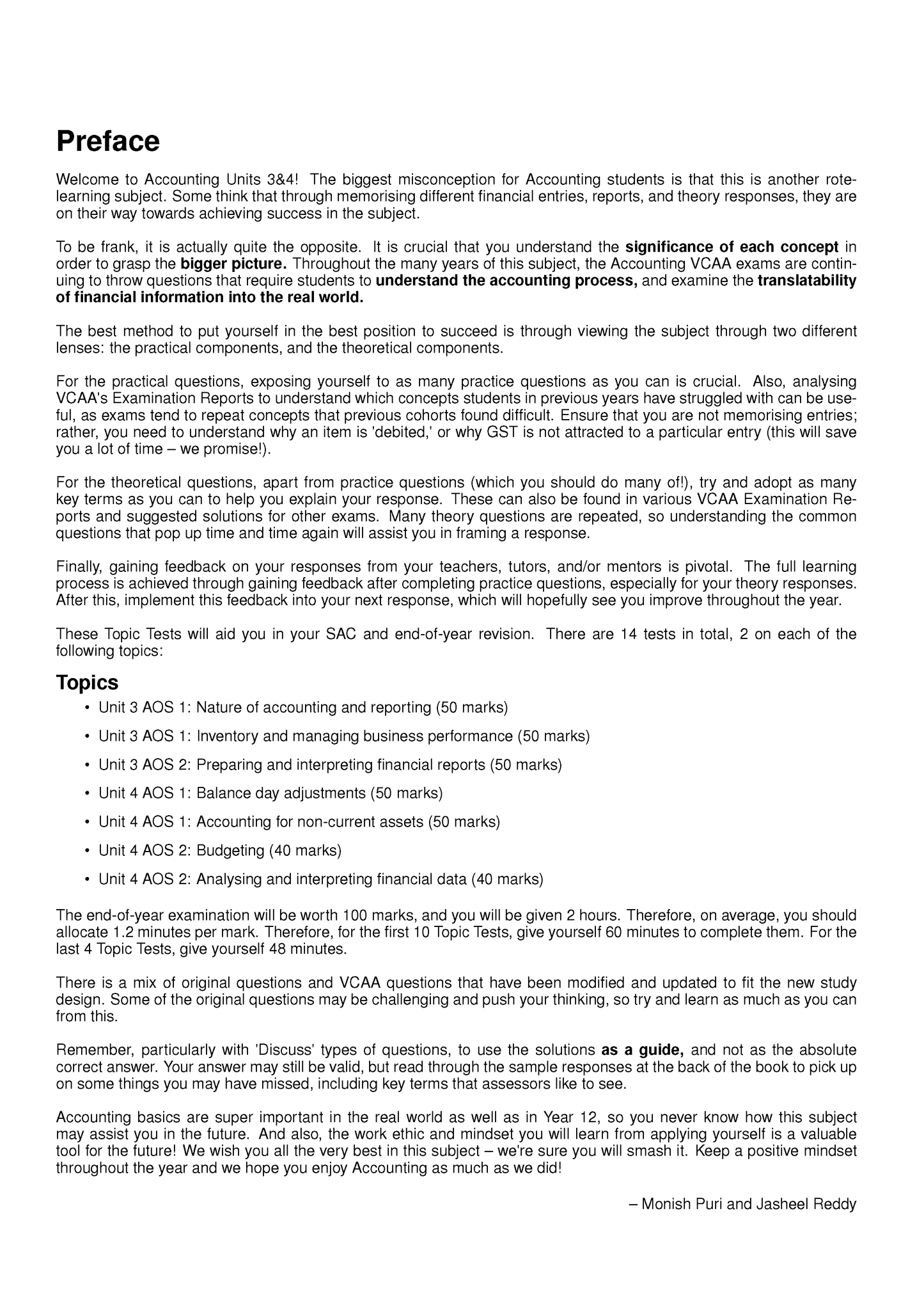 VCE Accounting Topic Tests page by ATAR Notes, with 'Preface' and 'Topics' sections.