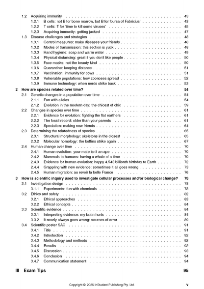 VCE Biology 3&4 Complete Course Notes (2025-2026) by ATAR Notes, displaying the table of contents page.