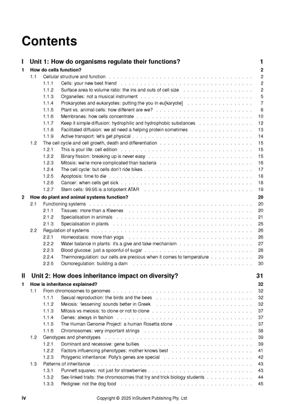 Course notes by ATAR Notes featuring a table of contents with black text and page numbers on a white background.