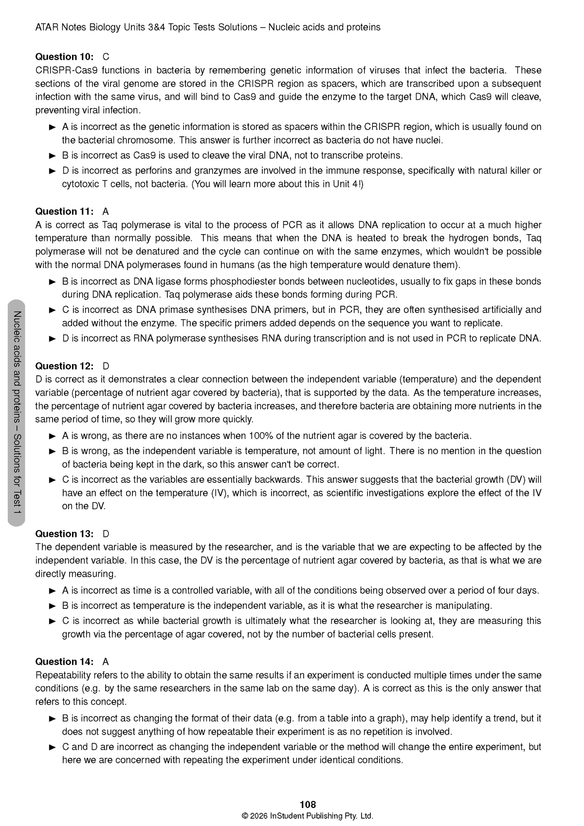 ATAR Notes VCE Biology 3&4 Topic Tests (2027-2029)