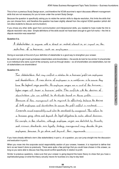 Topic Tests study guide pages by ATAR Notes, displaying printed content and handwritten solutions in black ink.